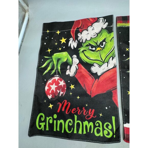 Set Of 2 Merry Grinchmas Garden Flags Double-Sided Christmas Decoration READ - Picture 4 of 6